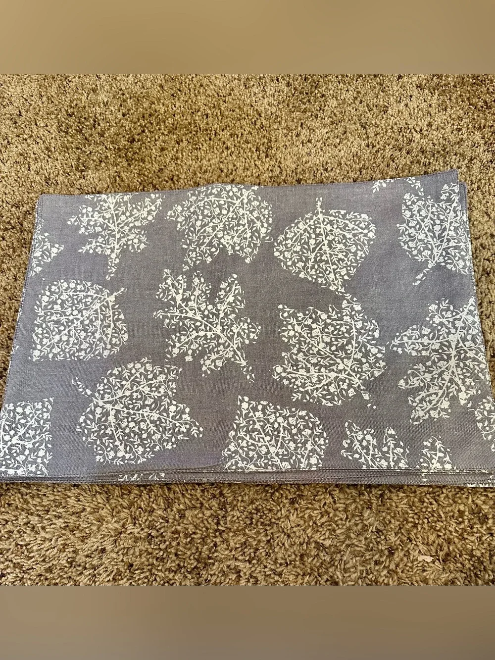 Gray Leaf-Print Place Mats - Set of 6